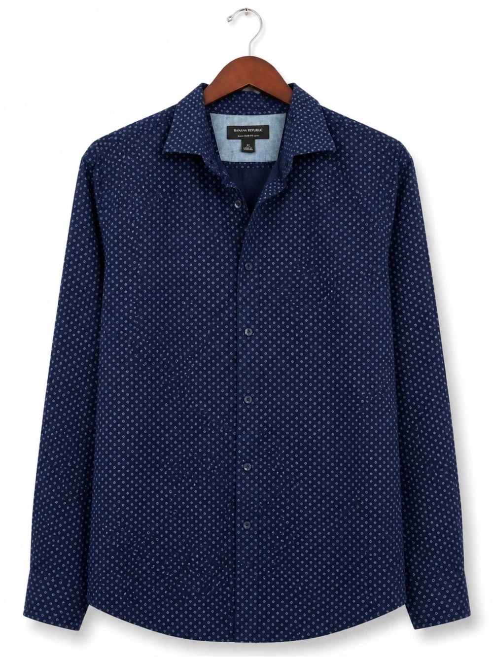 Banana Republic Soft Wash Navy Print Button Down Shirt Men’s XL Standard Fit